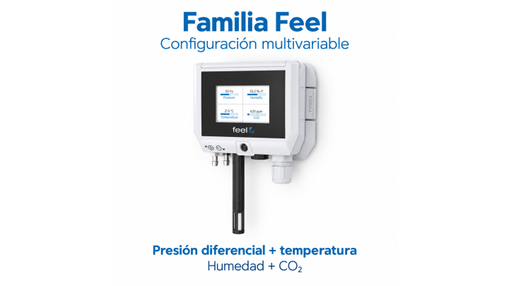 Familia Feel: configuración de presión diferencial, temperatura, humedad y CO₂